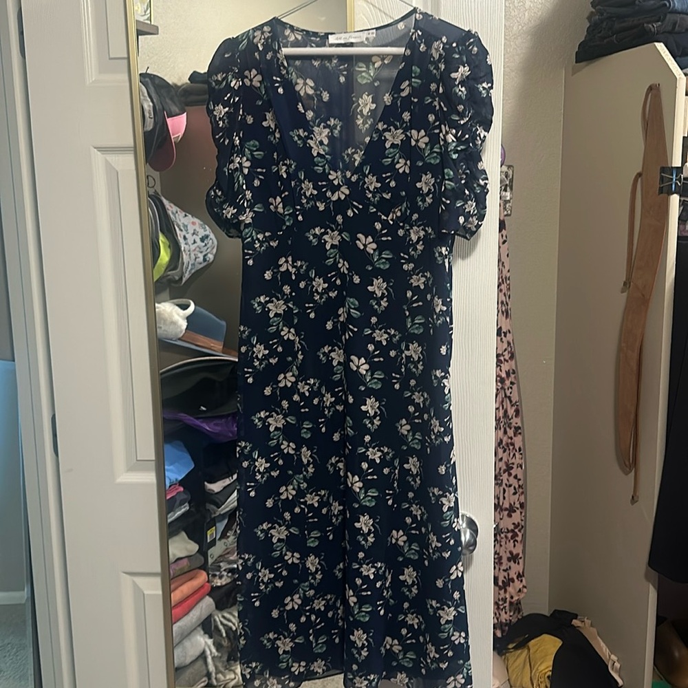 All in Favor Navy Floral Dress (M)